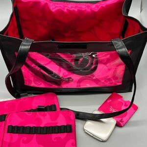 Vintage Mary Kay Makeup Organizer Bag, Pink & Black w/ Extras. Pristine & Unused