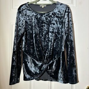 Pleione Crushed Velvet Top W/Front Knot, Size Small