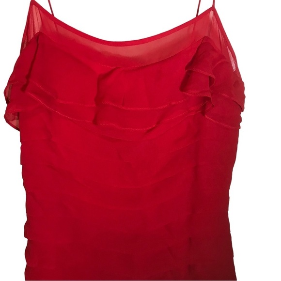 Gilar silk dress womens 2 red ruffled spaghetti strap fully lined holiday party - Picture 3 of 13