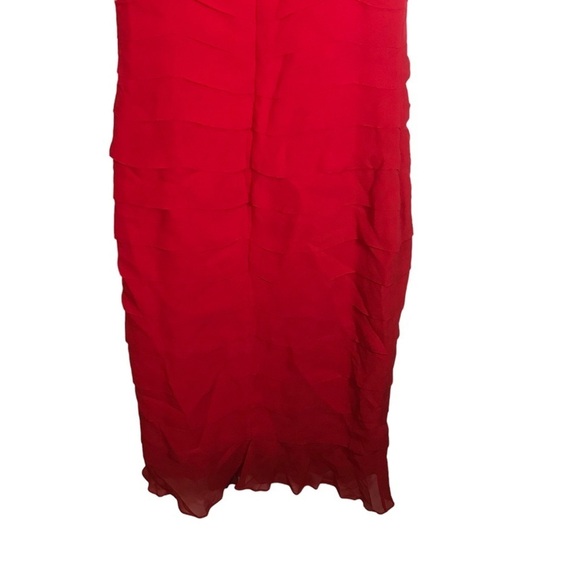 Gilar silk dress womens 2 red ruffled spaghetti strap fully lined holiday party - Picture 4 of 13