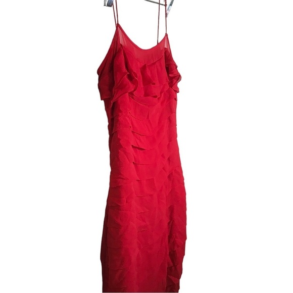 Gilar silk dress womens 2 red ruffled spaghetti strap fully lined holiday party - Picture 6 of 13