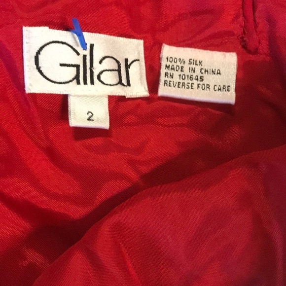 Gilar silk dress womens 2 red ruffled spaghetti strap fully lined holiday party - Picture 9 of 13