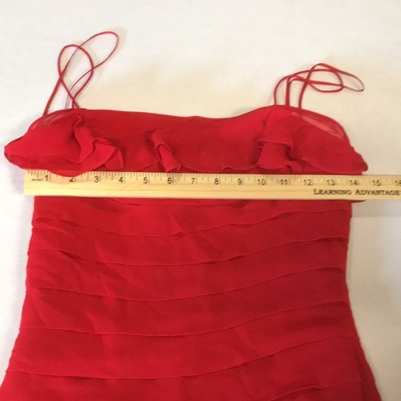 Gilar silk dress womens 2 red ruffled spaghetti strap fully lined holiday party - Picture 11 of 13