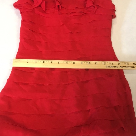 Gilar silk dress womens 2 red ruffled spaghetti strap fully lined holiday party - Picture 12 of 13