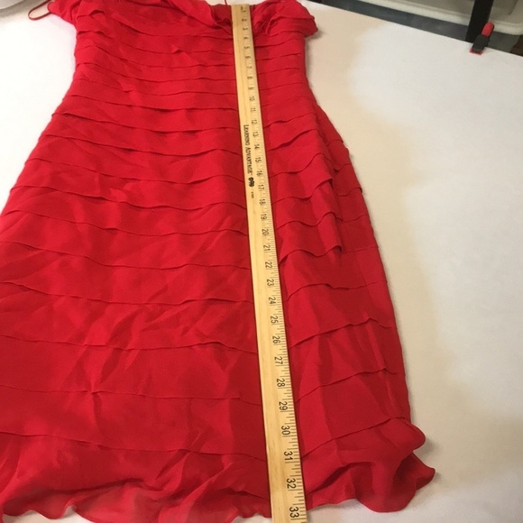 Gilar silk dress womens 2 red ruffled spaghetti strap fully lined holiday party - Picture 13 of 13