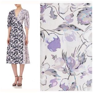 AMUR Nalla Two-Tone Floral Midi Wrap Dress Size 12