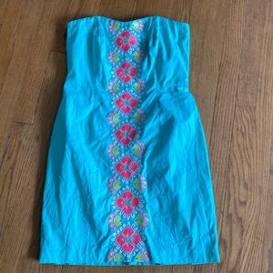 Vineyard Vines embroidered strapless dress