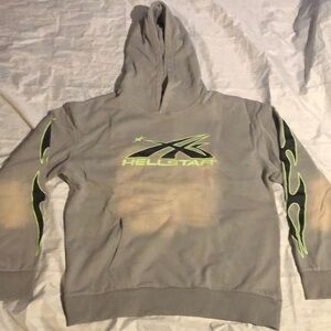 Hellstar Grey / Green Washed Futuristic Pullover Hoodie Men’s size Large