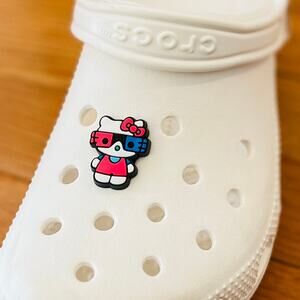 🐊 3 / $10 🐊 Hello Kitty with 3D Glasses Sanrio Croc Jibbitz Shoe Charm