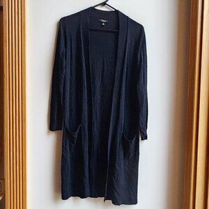 Cupio Black Cashmere Blend Full Length Open Cardigan Size Small