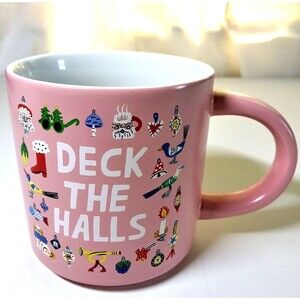 Deck The Halls Mug Christmas Pink Illustrated By Lucy Kirk Wondershop at Target