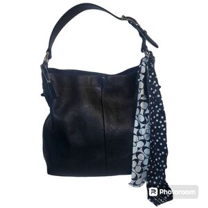 COACH Penelope Hobo Black Pebble Leather Shoulder Bag