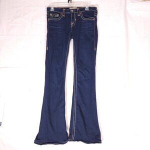 Big Star Liv Blue Jeans Womens 27L Dark Blue Denim Stretch Pants Thick Stitch