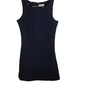 Ann Taylor loft sleeveless navy blue kneelength dress size M cotton