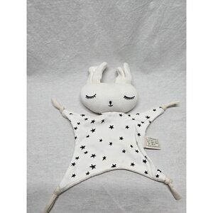 WEE GALLERY Cuddle Bunny Bow Tie Lovie Stuffed Animal White Black Tan Minimalist
