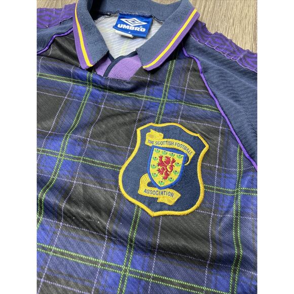 VTG Scotland Football Soccer Jersey Men's S 1994 - 1996 Home Tartan Plaid Umbro - Picture 3 of 16