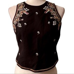 Donna Morgan Petites embroidered top black floral 6P NWT