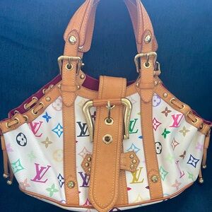 Vintage Louis Vuitton Theda model multicoloured leather handbag.