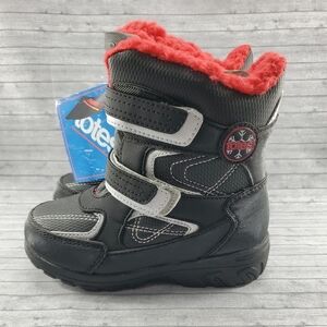 NWOB Totes Snow Winter Waterproof Boots Totes Tayton Black Red Size 11 Child