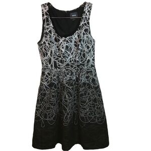 Maeve Anthropologie Sz 0 Fading Tracery Dress Black White Embroidered sleeveless