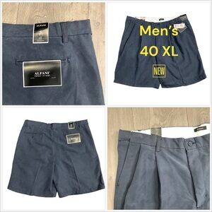 Men's ALFANI Golf 40 XL Khakis Chino Pleated Shorts Navy Blue Side Elastic NWT