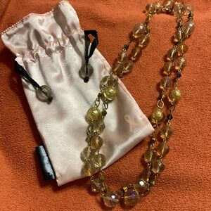 Beautiful Neutral and gold glass beaded Mary Kay Hostess Necklace w/ bag
