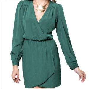 🎉HP🎉 Faux wrap dress in dark, moss green