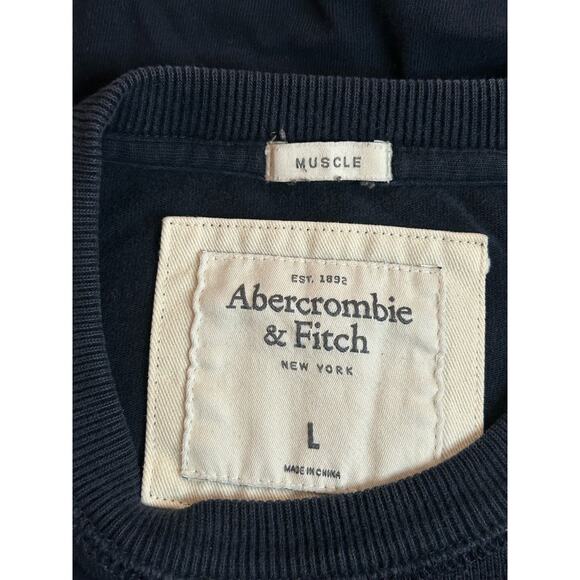 Abercrombie & Fitch Muscle Long Sleeve Top Men's Large Navy GUC - Picture 3 of 4