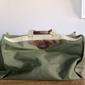 Xerox Vintage Green Canvas Duffle Bag