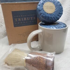 Mary Kay MEN Traditional TRIBUTE Shave Set Wooden Brush Shave Soap x2 + Mug✨️NIB