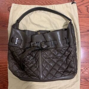 Burberry Quilted Lambskin Hobo Easton Olive Shoulder Bag