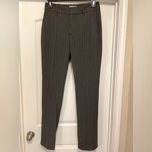 Mango Split Hem Gray Pinstripe Pants mid rise