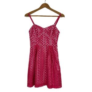 Kensie Dresses Women’s Size 4 Small Pink Eyelet Overlay Lined Mini Dress