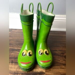 Western Chief Frog Rubber Boots w/ Pulls Kids Boy Size 13