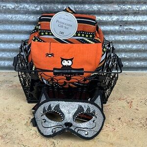 Halloween items pot holder gift set, Halloween metal basket and cat mask