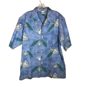 Ocean pacific sport hawaiian shirt men M blue short sleeve button front OP