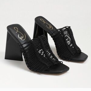 Sam Edelman Laurette Black Block Heel Slip On Sandals, NEW, Size 8, MSRP $140