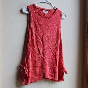 Lucky Brand Salmon Colored Linen Blend Tank With Side Ties Size Medium