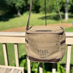 Steel City Insulated Canvas Cooler with Adjustable Crossbody Strap