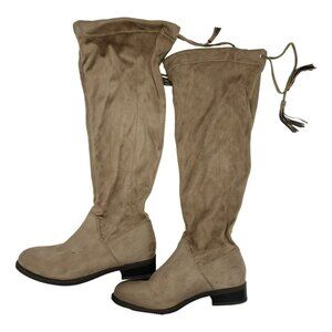 Torrid Faux Suede Scrunch Knee Boots Womens 7.5 Wide Brown Tassel