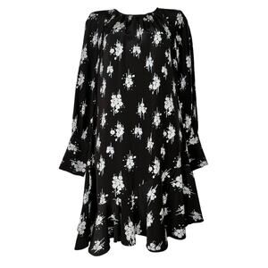 Derek Lam 10 Crosby Silk Black Floral Knee Length Dress Ruffle Hem Womens XS 4