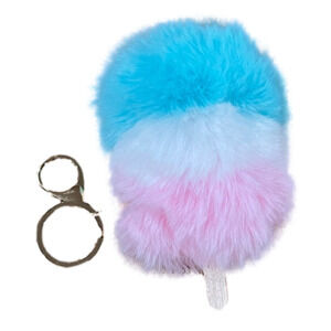 Fluffy Popsicle Keychain blue pink white Stuffed Charm