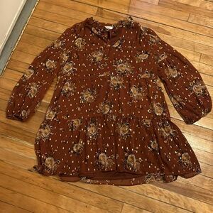 Luxology Women’s Rust colored polka dot and Floral Dress Size XL