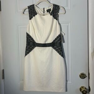 NWT Laundry by Shelli Segal Ivory/Black Lace Sleeveless Dress, Size 6