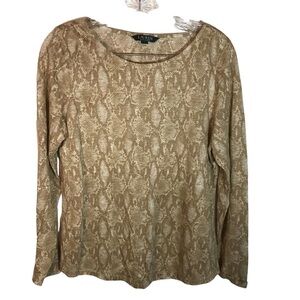 Lauren Ralph Lauren women’s long sleeve 100% linen top size M holiday gold