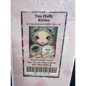 Diamond Art Club Mystery Kit "Two Fluffy Kitties" 17"/22"‎ Round NEW Sealed