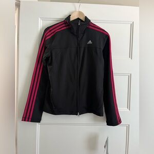 adidas Womens Jacket Medium Full Zip Long Sleeve Athletic 3 Pink Strip