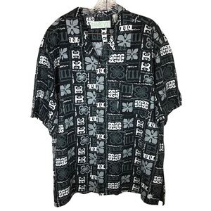 Bambuyou Men’s Hawaiian short sleeve shirt bamboo cotton blend size XL black