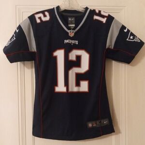 Youth NFL RETIRED Tom Brady #12 Navy N.E. Patriots Team Game Jersey, M (10-12)