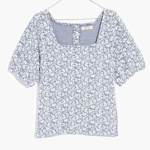 Floral Jacquard Button-Back Top